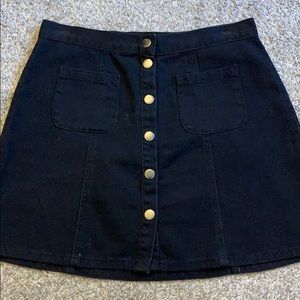 Black button up jean skirt